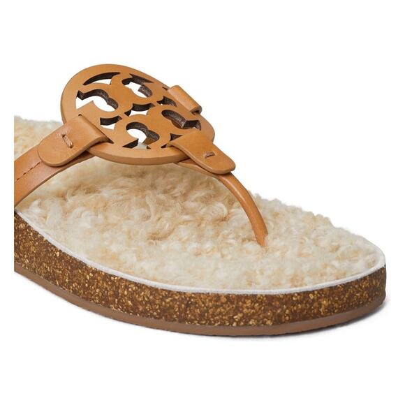 Tory Burch Miller Cloud Genuine Shearling Flip Flop Flats Sandals Size 10 NWB - Picture 1 of 12